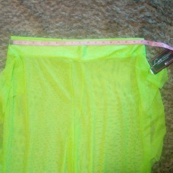 Love University Mesh Neon Green Ruffle Swim Cover-up Stretchy Pant - Picture 12 of 14